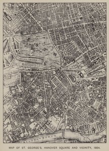 Map of St Georges, Hanover Square and Vicinity, 1854 by English School